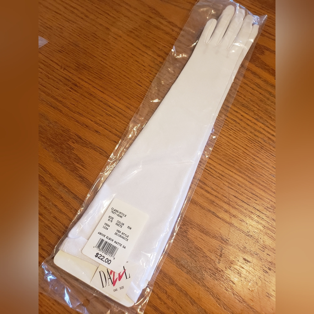 White Above Elbow Gloves